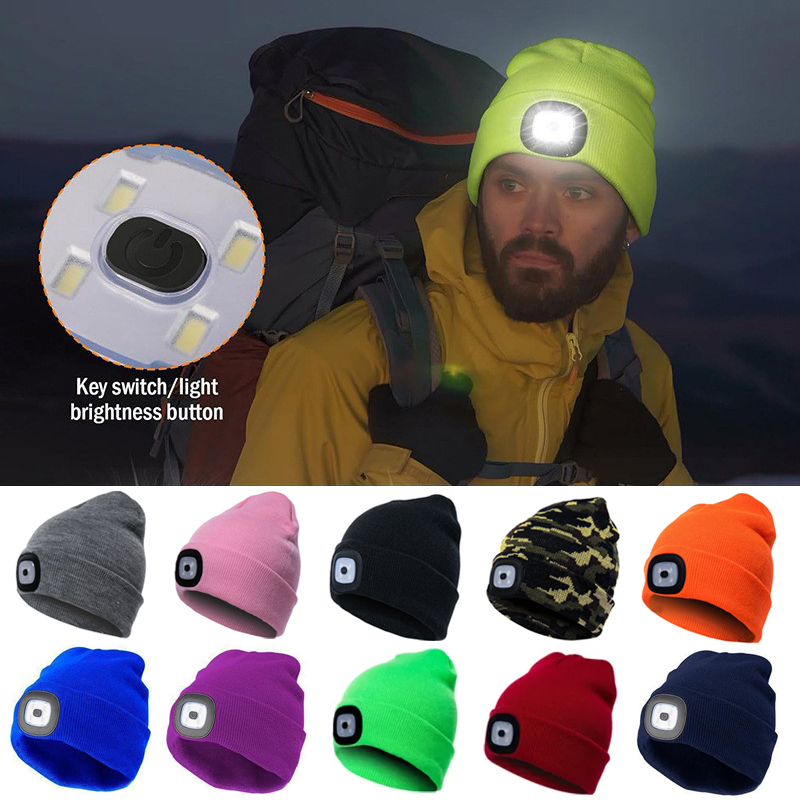 Running Gear Hat - Зимняя мужская шапка-бини со светодиодной подсветкой,